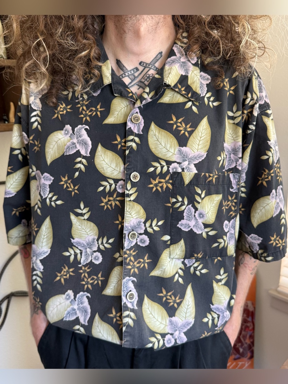 Vintage 90s OP Floral Tropical Hawaiian Ocean Pacific ~ Size XXL